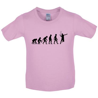 Evolution of Man Badminton Kids T Shirt