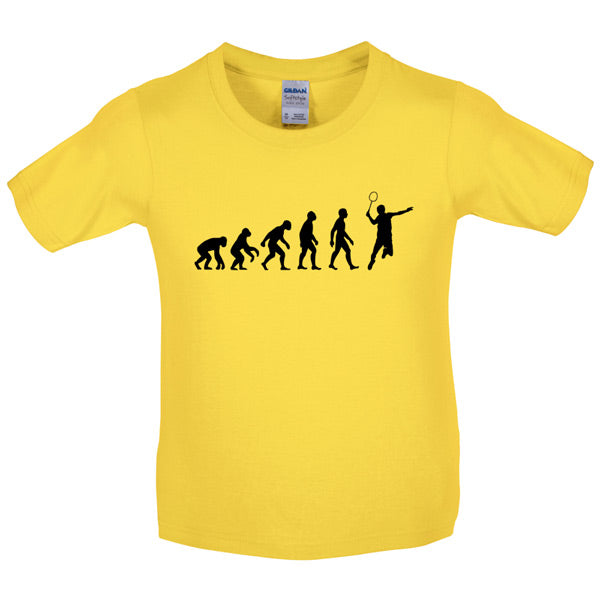 Evolution of Man Badminton Kids T Shirt