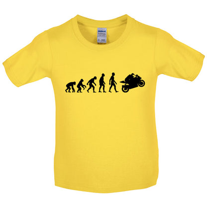 Evolution of Man Superbike Kids T Shirt