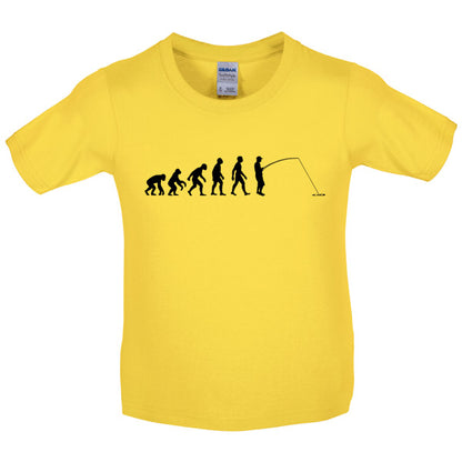 Evolution of Man Fishing Kids T Shirt