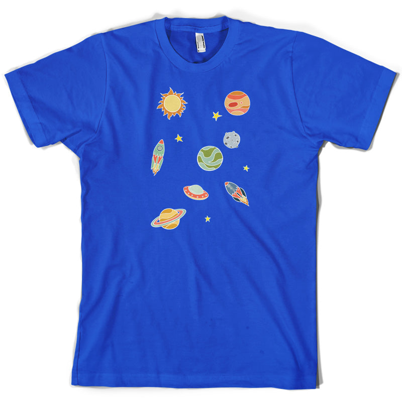 Cartoon Space Scene T Shirt