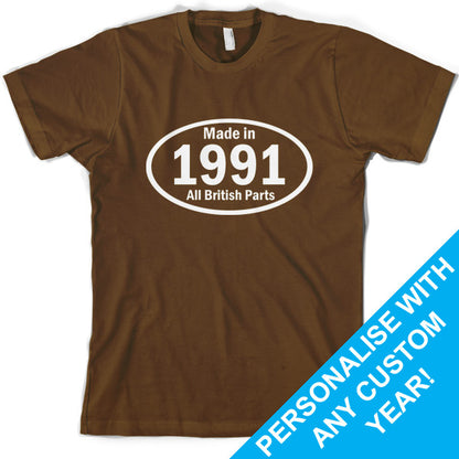 Custom Made in - British Parts Birthday T Shirt