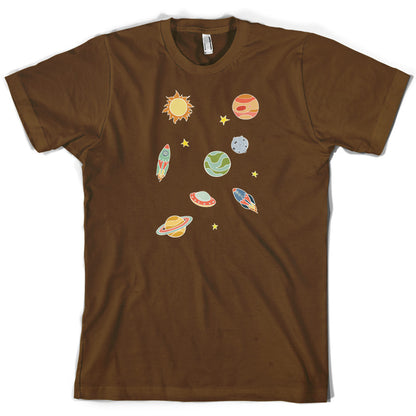 Cartoon Space Scene T Shirt