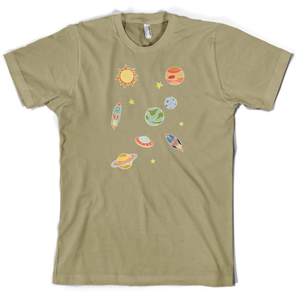 Cartoon Space Scene T Shirt