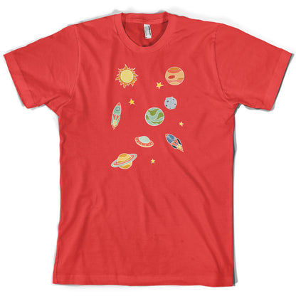 Cartoon Space Scene T Shirt