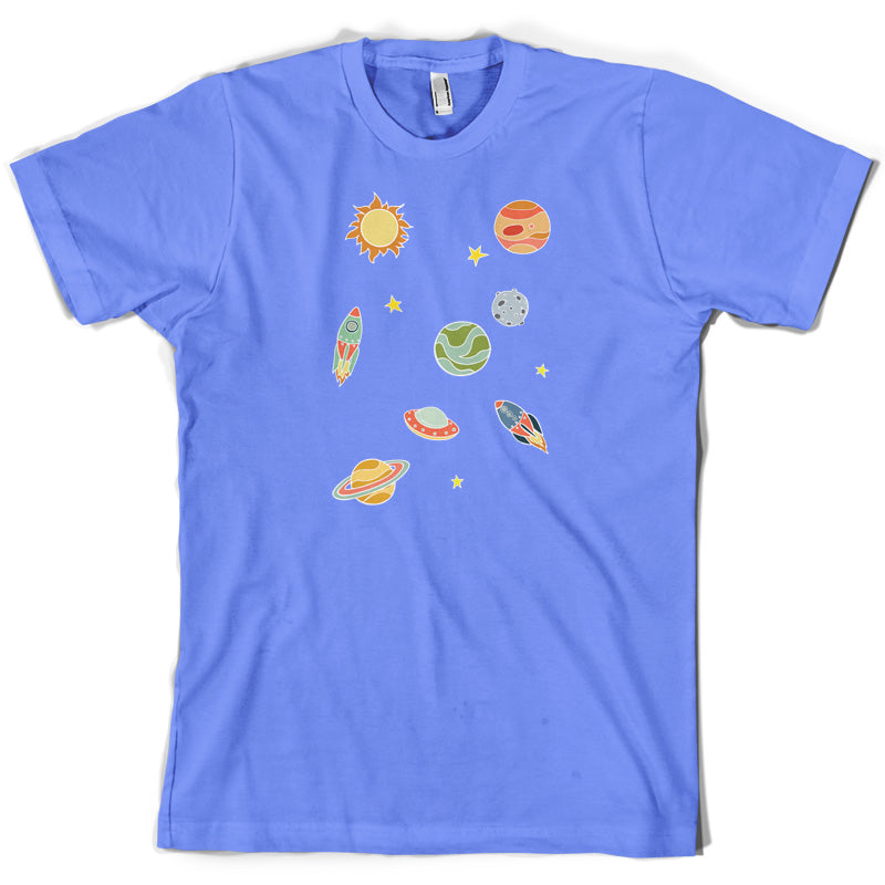 Cartoon Space Scene T Shirt