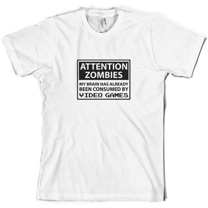 Attention Zombies - Brain Consumed By Video Games T Shirt