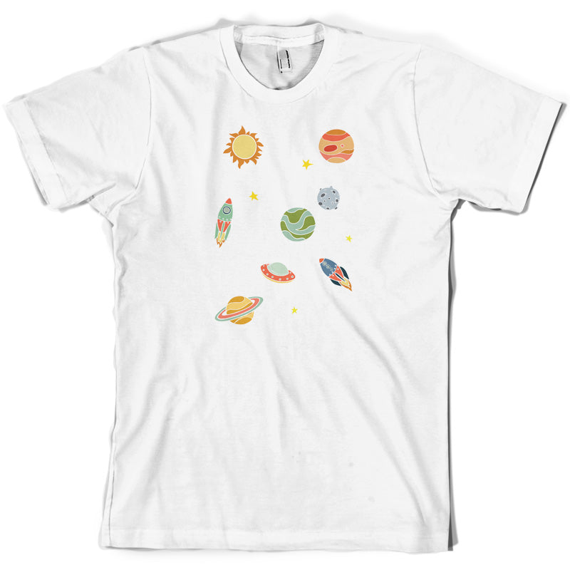 Cartoon Space Scene T Shirt