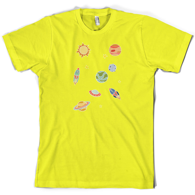 Cartoon Space Scene T Shirt