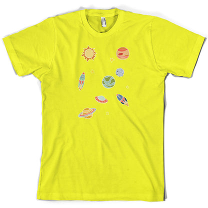 Cartoon Space Scene T Shirt