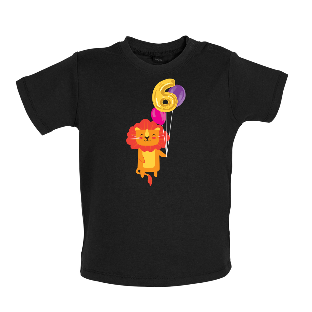 6th Birthday Lion Baby T Shirt