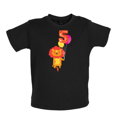 5th Birthday Lion Baby T Shirt