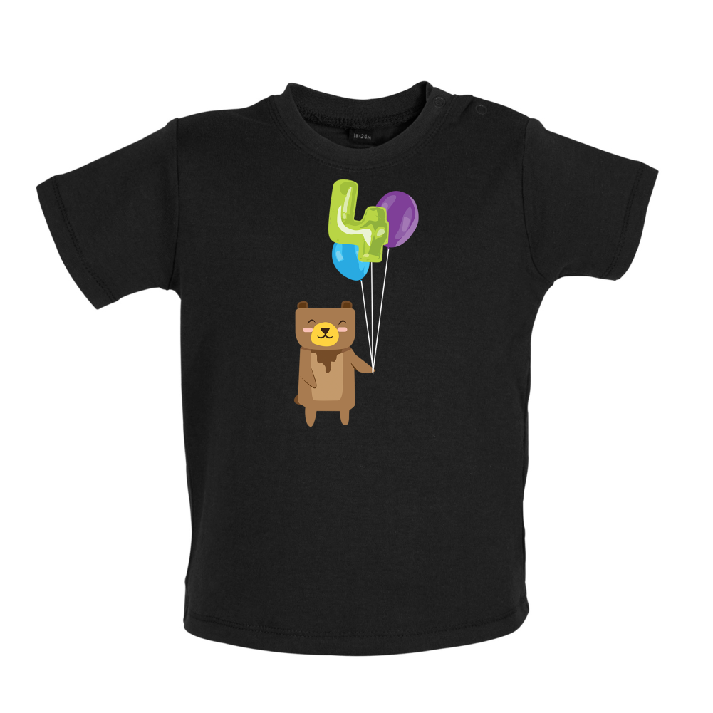 4th Birthday Bear Baby T Shirt