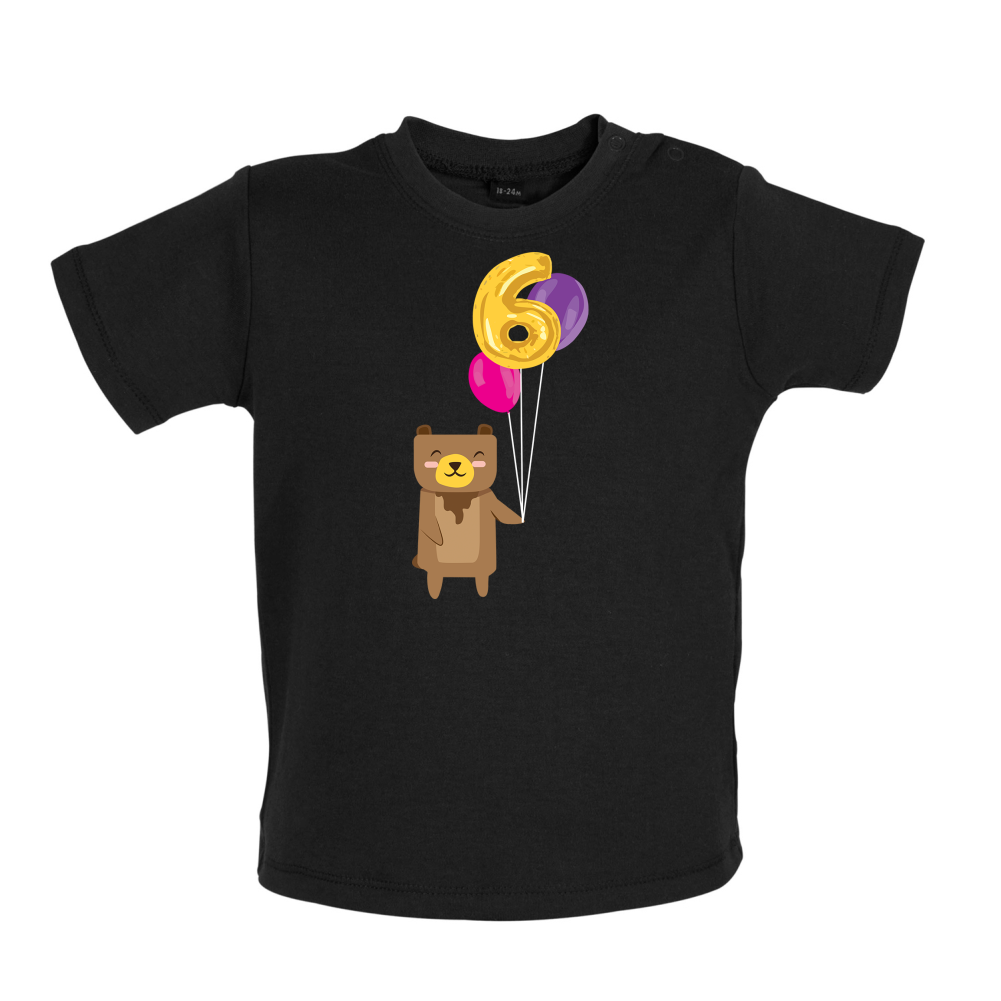 6th Birthday Bear Baby T Shirt