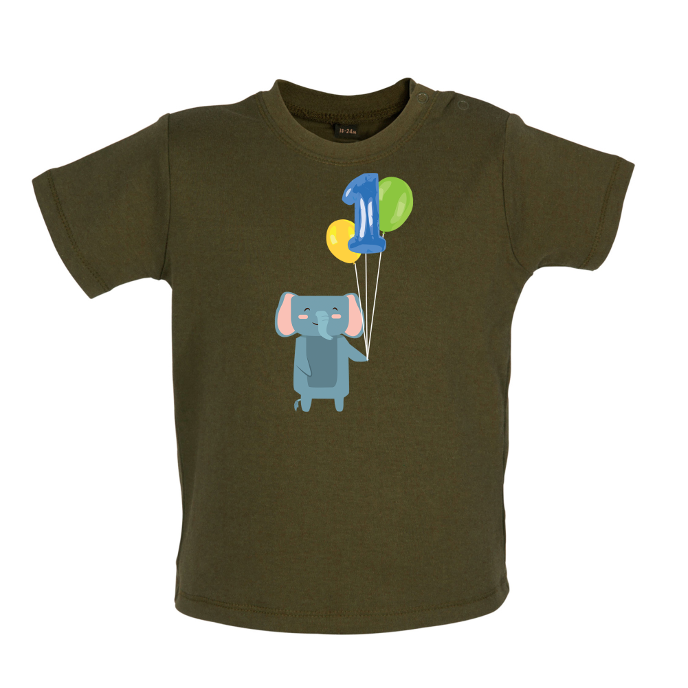 1st Birthday Elephant Baby T Shirt