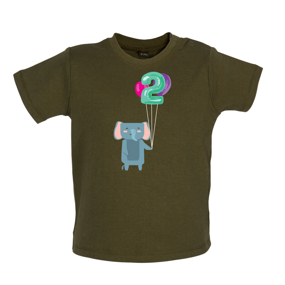 2nd Birthday Elephant Baby T Shirt