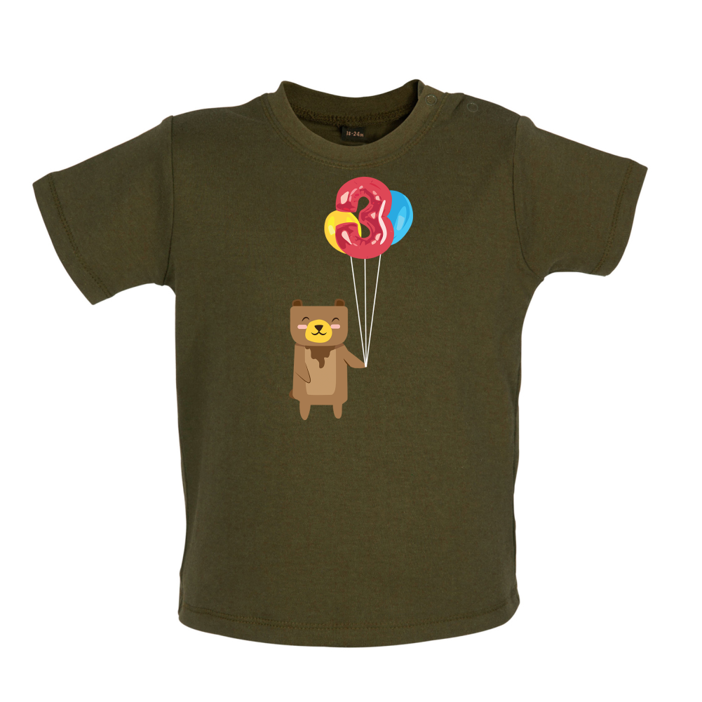 3rd Birthday Bear Baby T Shirt