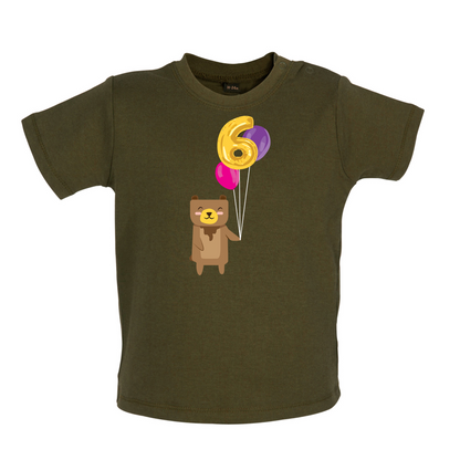 6th Birthday Bear Baby T Shirt