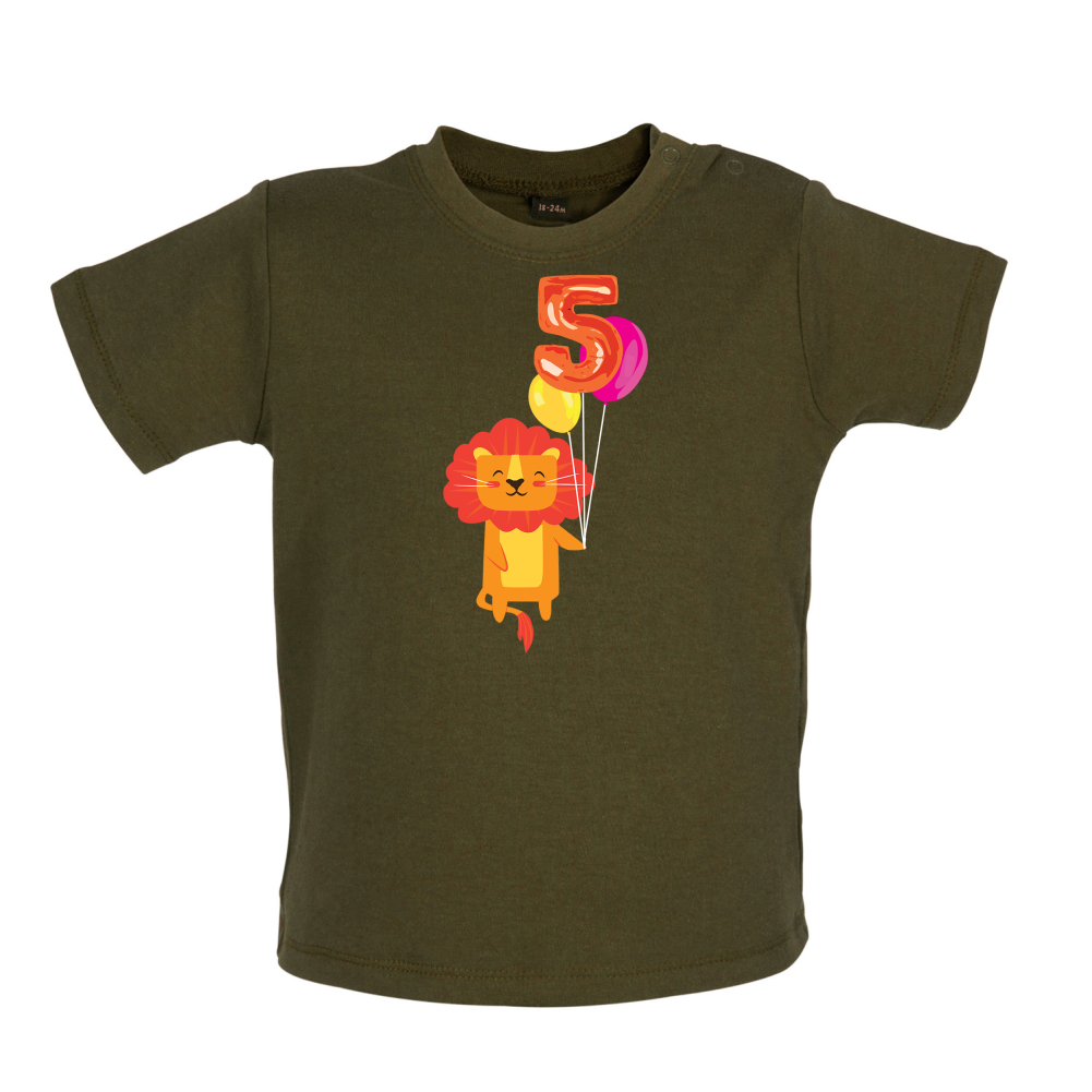 5th Birthday Lion Baby T Shirt