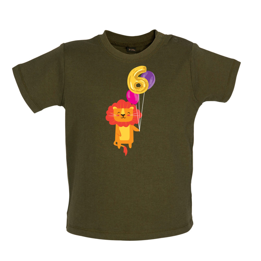 6th Birthday Lion Baby T Shirt