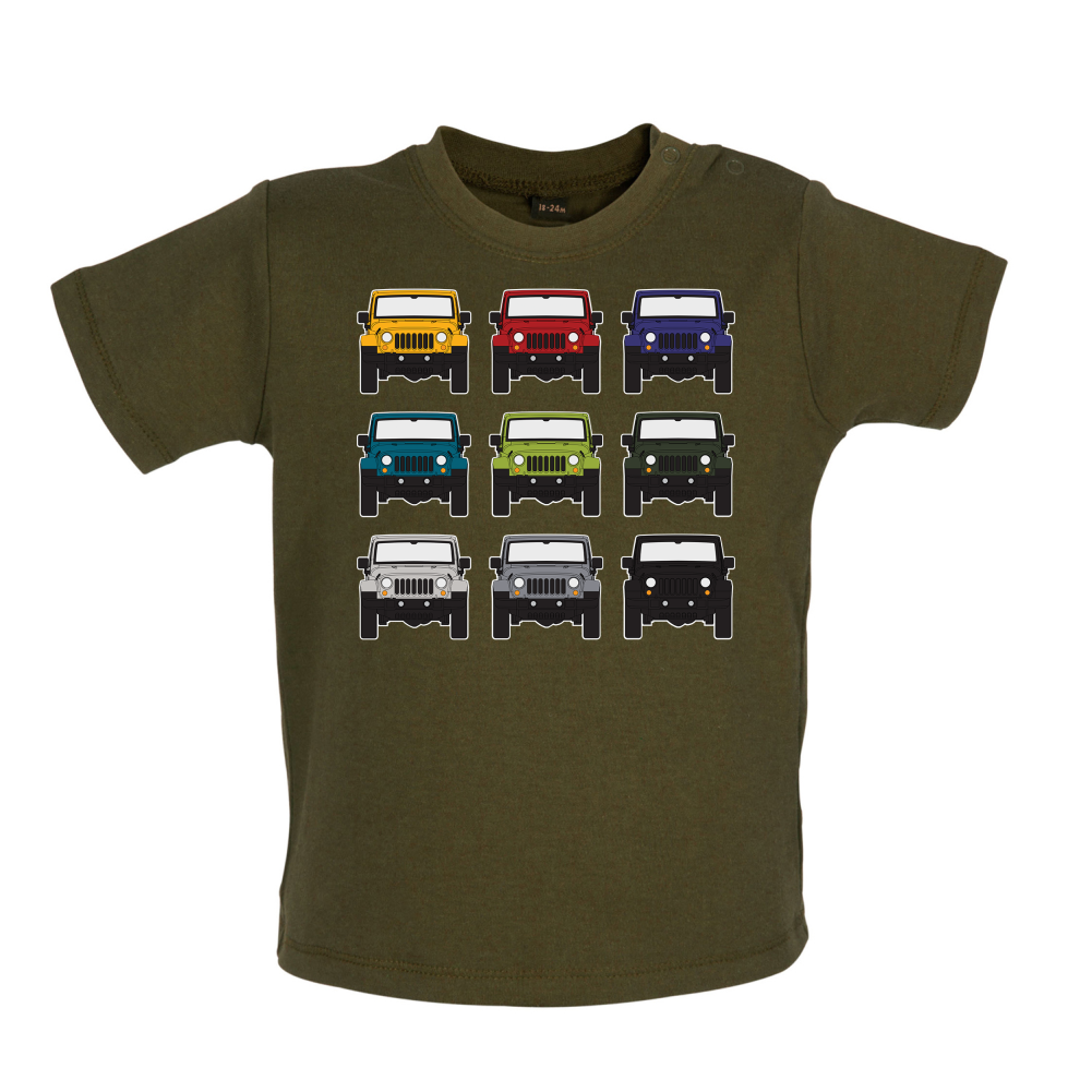 JW 9 Colour Car Grid Baby T Shirt