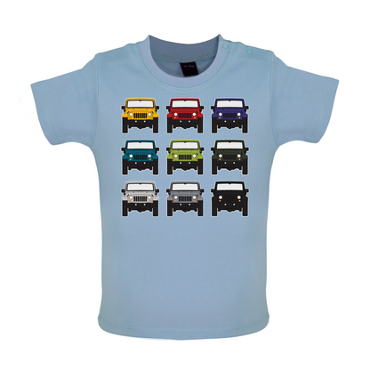 JW 9 Colour Car Grid Baby T Shirt