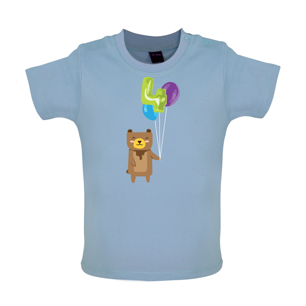 4th Birthday Bear Baby T Shirt