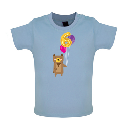 6th Birthday Bear Baby T Shirt