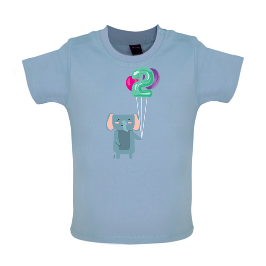 2nd Birthday Elephant Baby T Shirt