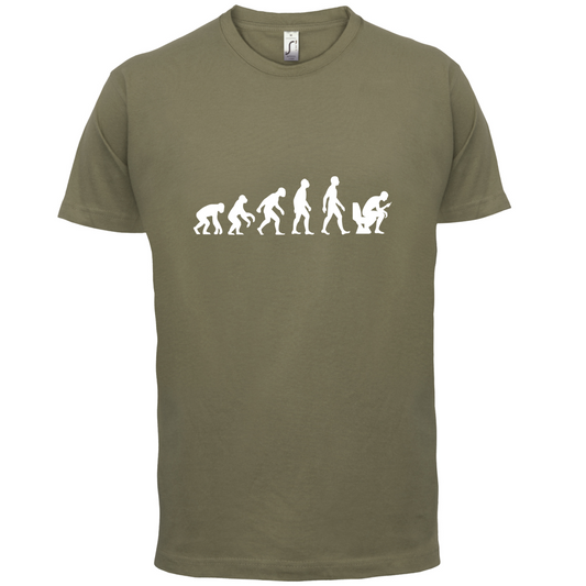 Evolution Of Man Phone On Toilet T Shirt