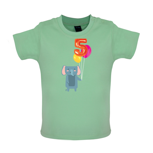 5th Birthday Elephant Baby T Shirt