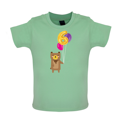 6th Birthday Bear Baby T Shirt