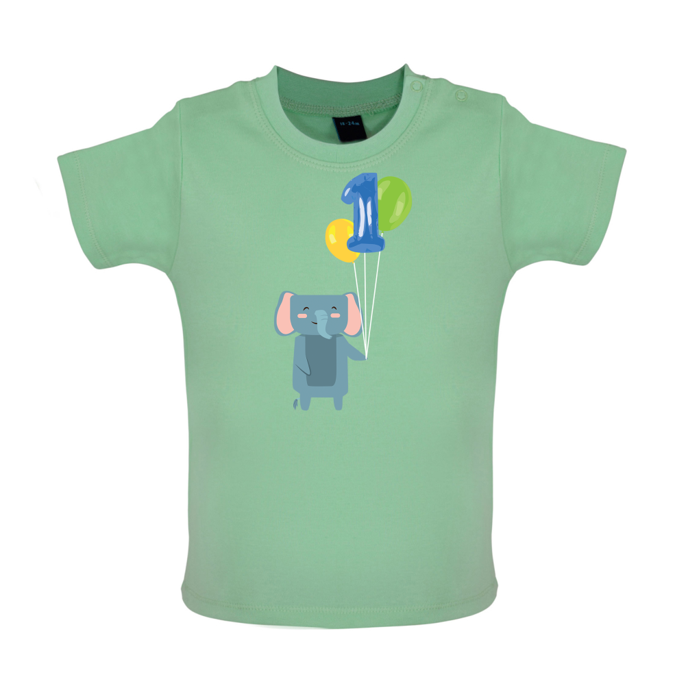 1st Birthday Elephant Baby T Shirt