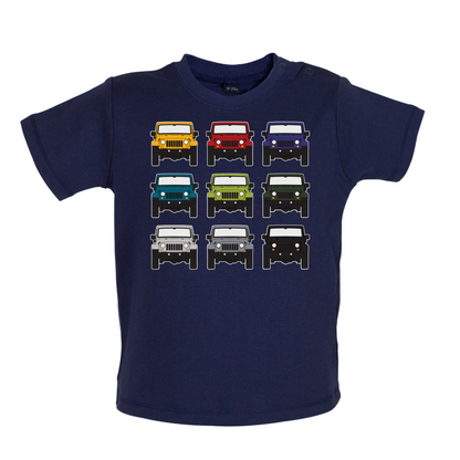 JW 9 Colour Car Grid Baby T Shirt