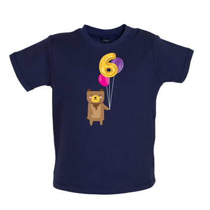 6th Birthday Bear Baby T Shirt