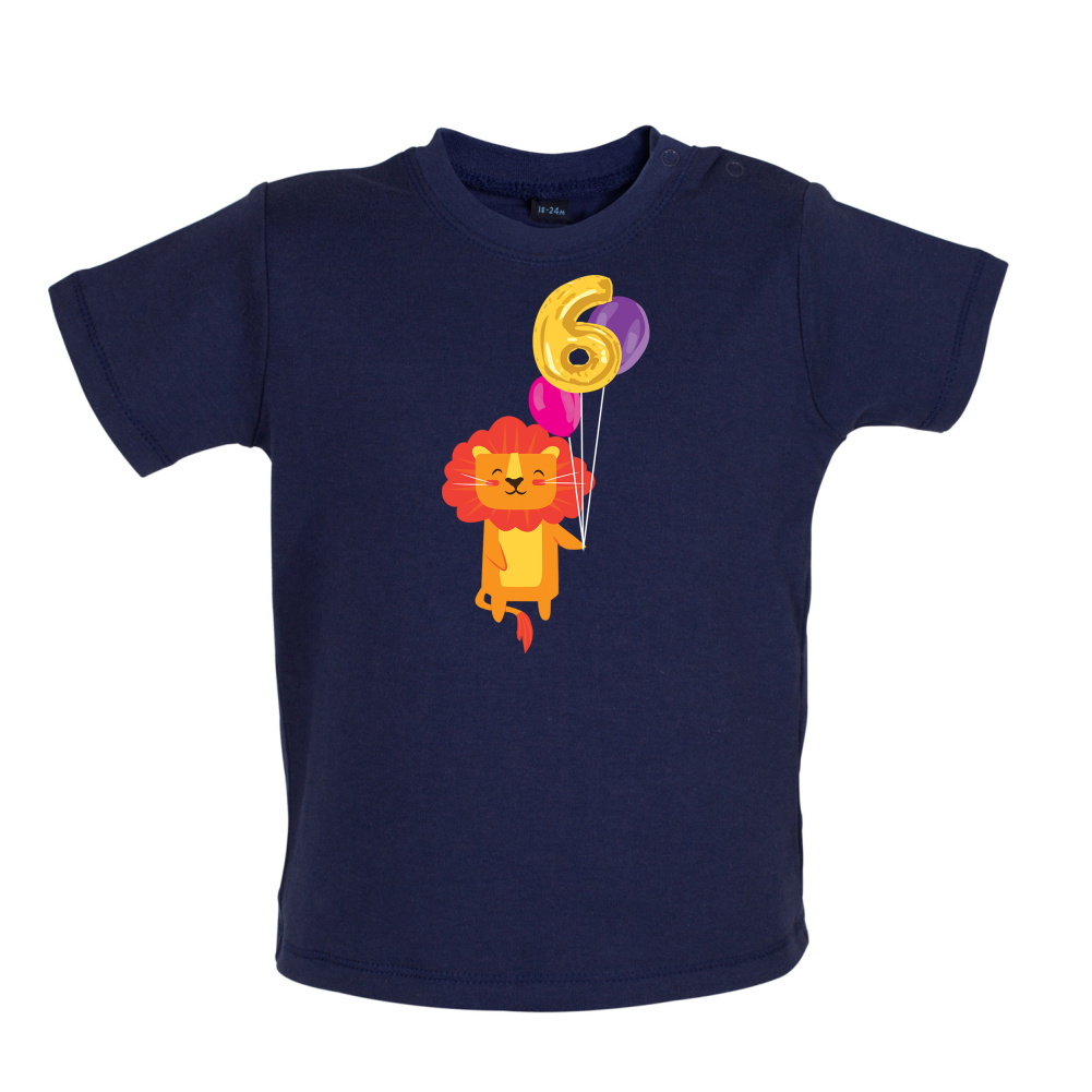 6th Birthday Lion Baby T Shirt