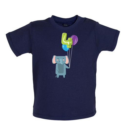 4th Birthday Elephant Baby T Shirt