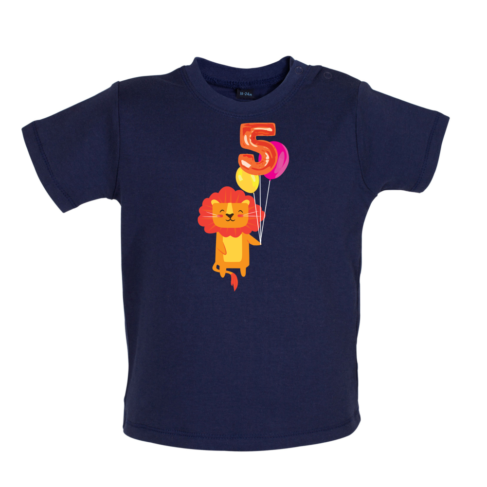 5th Birthday Lion Baby T Shirt