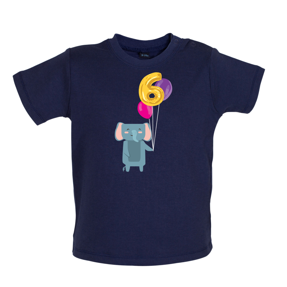 6th Birthday Elephant Baby T Shirt