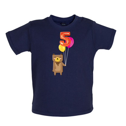 5th Birthday Bear Baby T Shirt