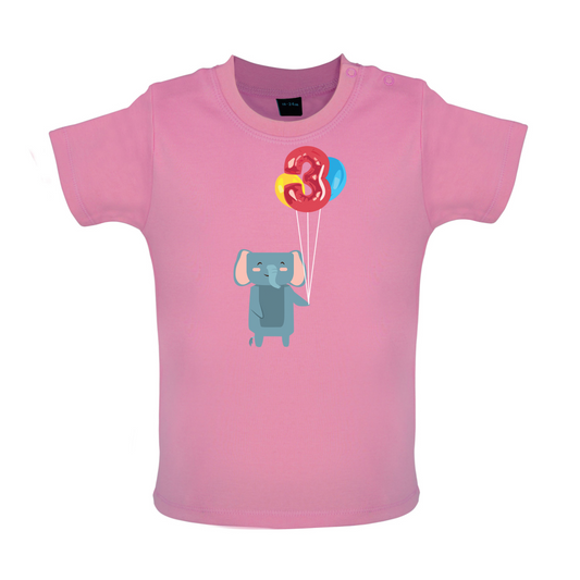 3rd Birthday Elephant Baby T Shirt