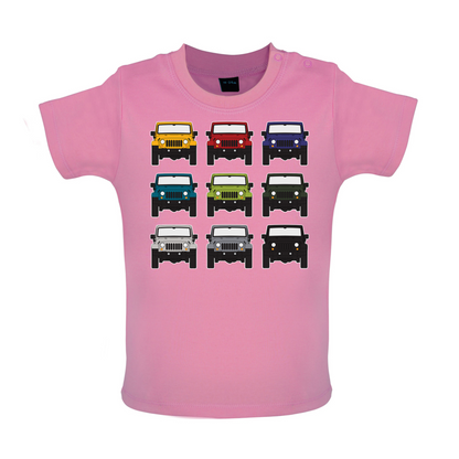 JW 9 Colour Car Grid Baby T Shirt