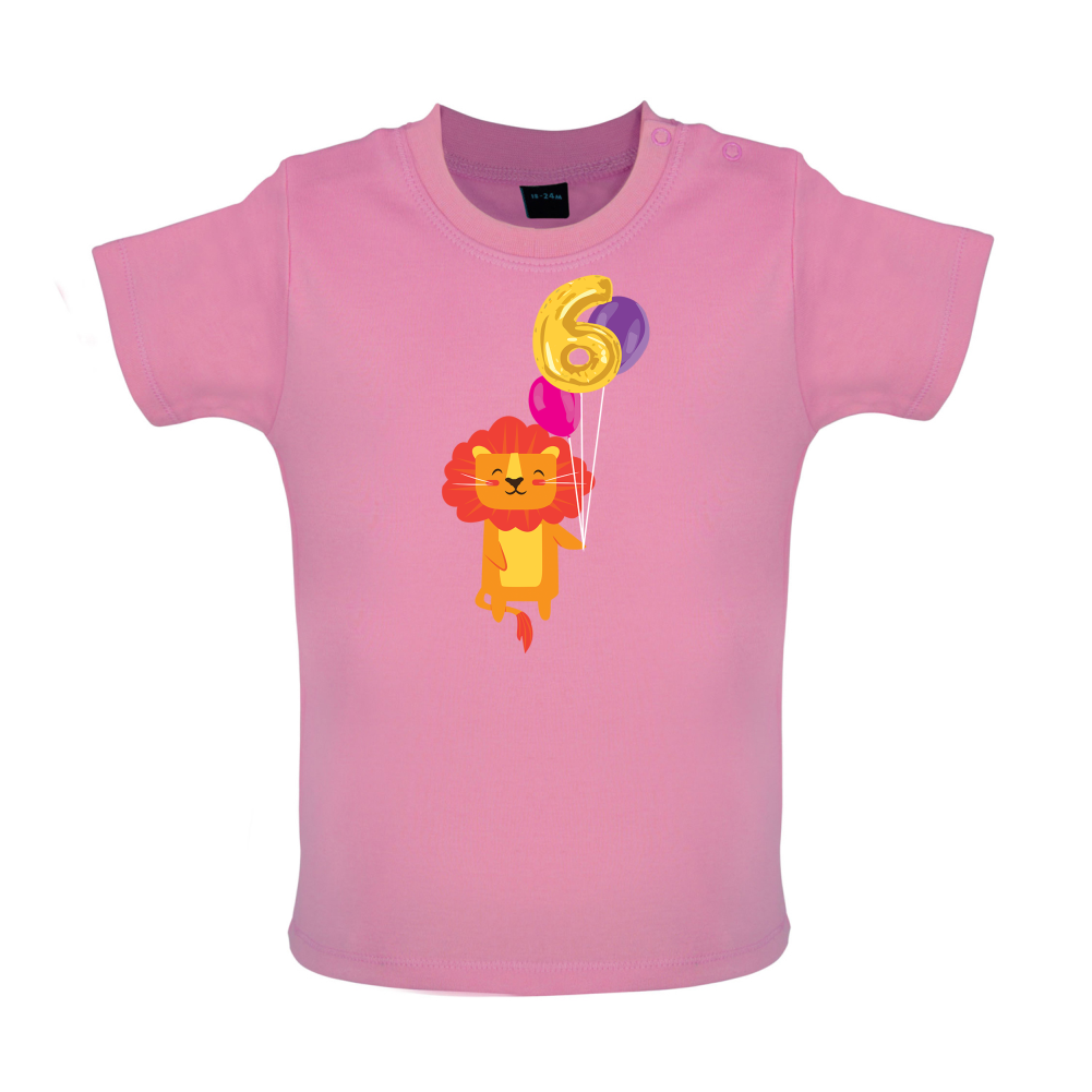 6th Birthday Lion Baby T Shirt