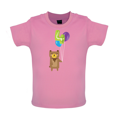 4th Birthday Bear Baby T Shirt