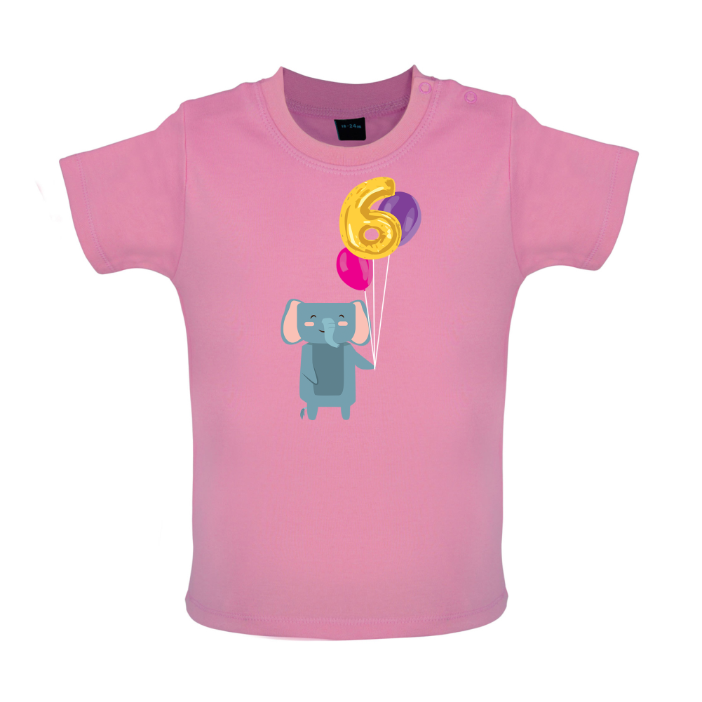 6th Birthday Elephant Baby T Shirt