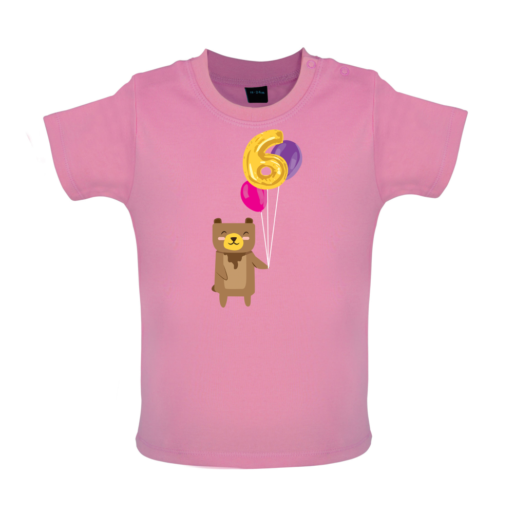 6th Birthday Bear Baby T Shirt