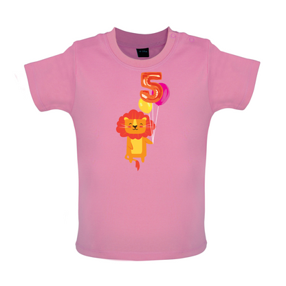 5th Birthday Lion Baby T Shirt