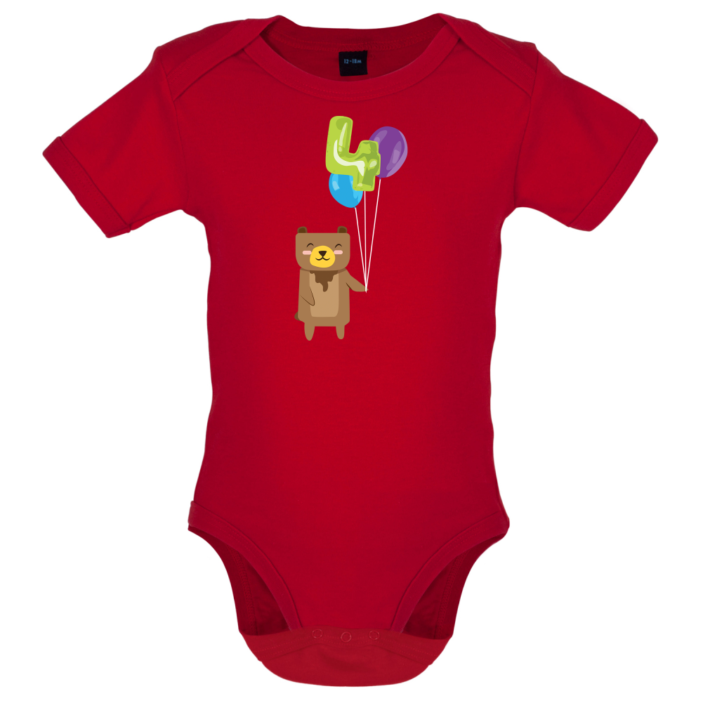 4th Birthday Bear Baby T Shirt