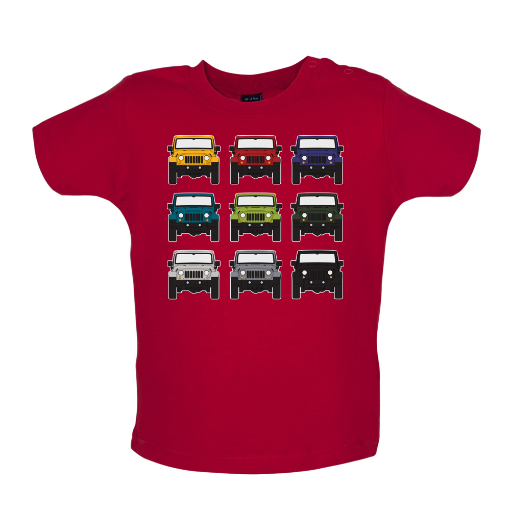 JW 9 Colour Car Grid Baby T Shirt