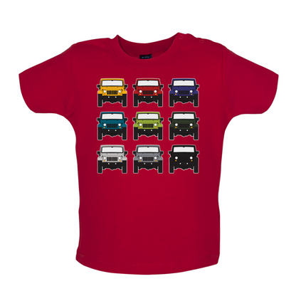 JW 9 Colour Car Grid Baby T Shirt